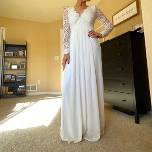 Lulu’s Open Back Lace Wedding Dress | Rehearsal | Elopement | Bridal Shower